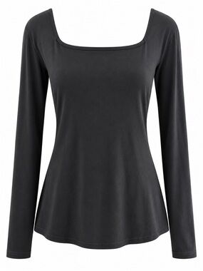 NWT Misifi Women's XL Square Neck Long Sleeve Top - Black